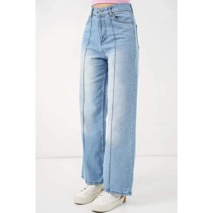 Yüksek Bel Kot Pantolon 30082 - Açık Mavi