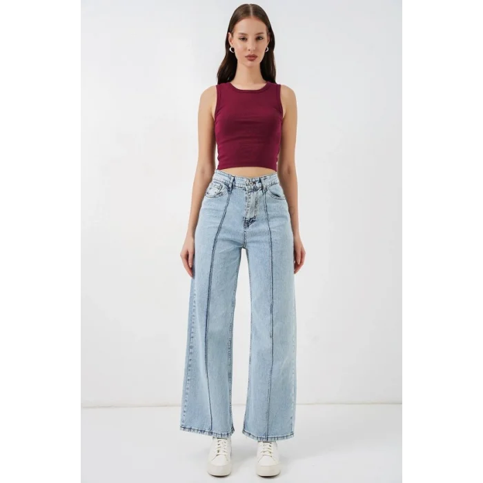 Yüksek Bel Kot Pantolon 30082 - Mavi