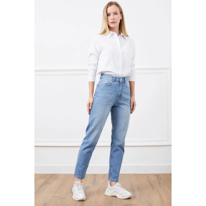 Yüksek bel mom jean pantolon