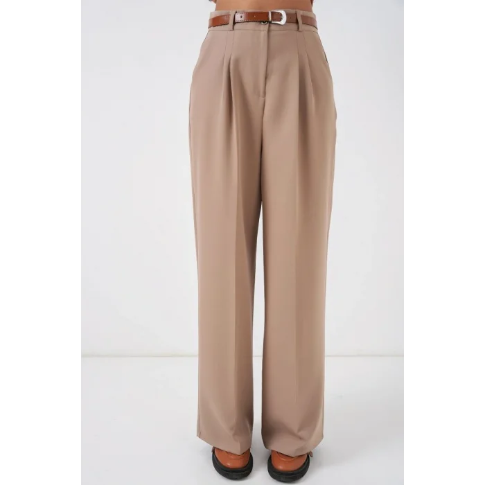 Yüksek Bel Palazzo Pantolon 30051 - Bej