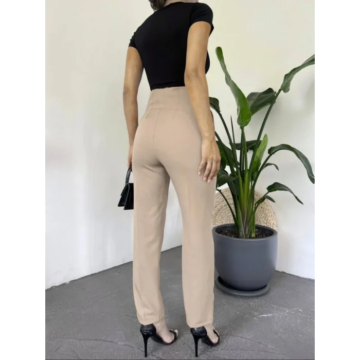 Zra Pileli Havuç Pantolon -Bej