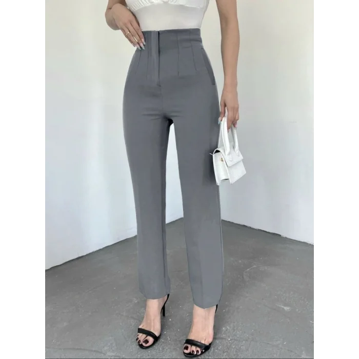 Zra Pileli Havuç Pantolon -Gri