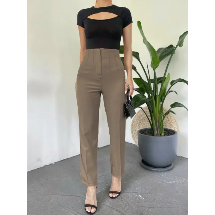 Zra Pileli Havuç Pantolon   -Vizon