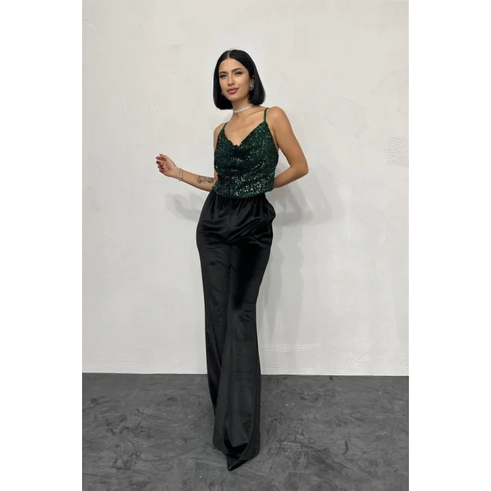 Zümrüt Askılı Degaje Bluz