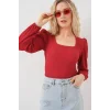 0442 Uzun Kollu Bluz - Kırmızı
