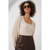 0442 Uzun Kollu Bluz - Krem