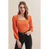 0442 Uzun Kollu Bluz - Turuncu