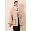 0690 Boyfriend Nakışlı Kaşe Ceket - Bej