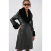 1045 Kürklü Suni Deri Kaban - Siyah