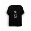 14 Şubat Sevgililer Günü Love Baskılı Oversize Bisiklet Yaka T-shirt - Siyah