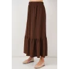 1886 Uzun Örme Etek - Kahverengi
