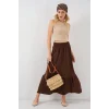 1886 Uzun Örme Etek - Kahverengi
