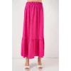 1886 Uzun Örme Etek - Koyu Pembe