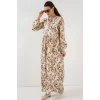 1947 Desenli Uzun Elbise - Bej