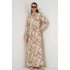 1947 Desenli Uzun Elbise - Bej