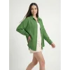 20153 Tek Cepli Oversize Keten Gömlek - G.Yeşil