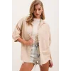 20213 Oversize Kısa Kol Basic Gömlek - Krem