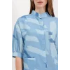 20226 Desenli Oversize Gömlek - Mavi