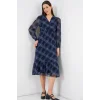 2137 Desenli Şifon Elbise - A.Mavi