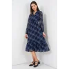 2137 Desenli Şifon Elbise - A.Mavi