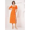 2387 Yırtmaç Detaylı Elbise - Turuncu