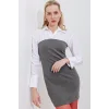2474 Gömlek Detay Mini Elbise - Antrasit