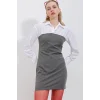 2474 Gömlek Detay Mini Elbise - Antrasit