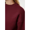 3 iplik şardonlu bisiklet yaka sweatshirt bordo