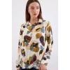 3721 Grafik Desenli Gömlek - K. Bej