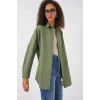 3900 Oversize Uzun Basic Gömlek - A.Haki