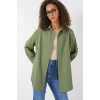 3900 Oversize Uzun Basic Gömlek - A.Haki