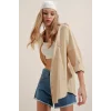 3900 Oversize Uzun Basic Gömlek - Bej