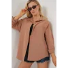 3900 Oversize Uzun Basic Gömlek - Camel