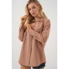 3900 Oversize Uzun Basic Gömlek - Camel