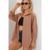 3900 Oversize Uzun Basic Gömlek - Camel
