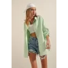 3900 Oversize Uzun Basic Gömlek - E.Yeşil