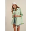 3900 Oversize Uzun Basic Gömlek - E.Yeşil