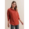 3900 Oversize Uzun Basic Gömlek - Kiremit