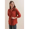 3900 Oversize Uzun Basic Gömlek - Kiremit