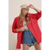 3900 Oversize Uzun Basic Gömlek - Kırmızı