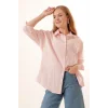 3900 Oversize Uzun Basic Gömlek - Pudra