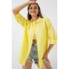 3900 Oversize Uzun Basic Gömlek - Sarı