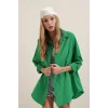 3900 Oversize Uzun Basic Gömlek - Yeşil