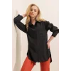 3952 Arkası Düğmeli Boyfriend Gömlek - Siyah