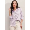 3964 Hafif Dökümlü Saten Gömlek - B.Lila