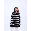 43111 TRİKO ÇİZGİLİ SALAŞ KAZAK-SİYAH-EKRU