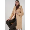 5138 Kapitone Uzun Şişme Mont - Bej
