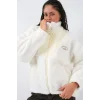 5194 Peluş Mont Ceket - Ekru
