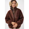 5194 Peluş Mont Ceket - Kahverengi