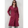 5853 Kruvaze Yaka Trençkot - Bordo